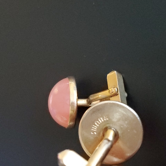 Swank Vintage Cufflinks Pink Emamel Gold-tone - Picture 4 of 7